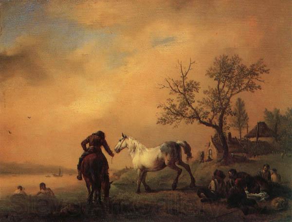 Philips Wouwerman Horses Being Watered Norge oil painting art